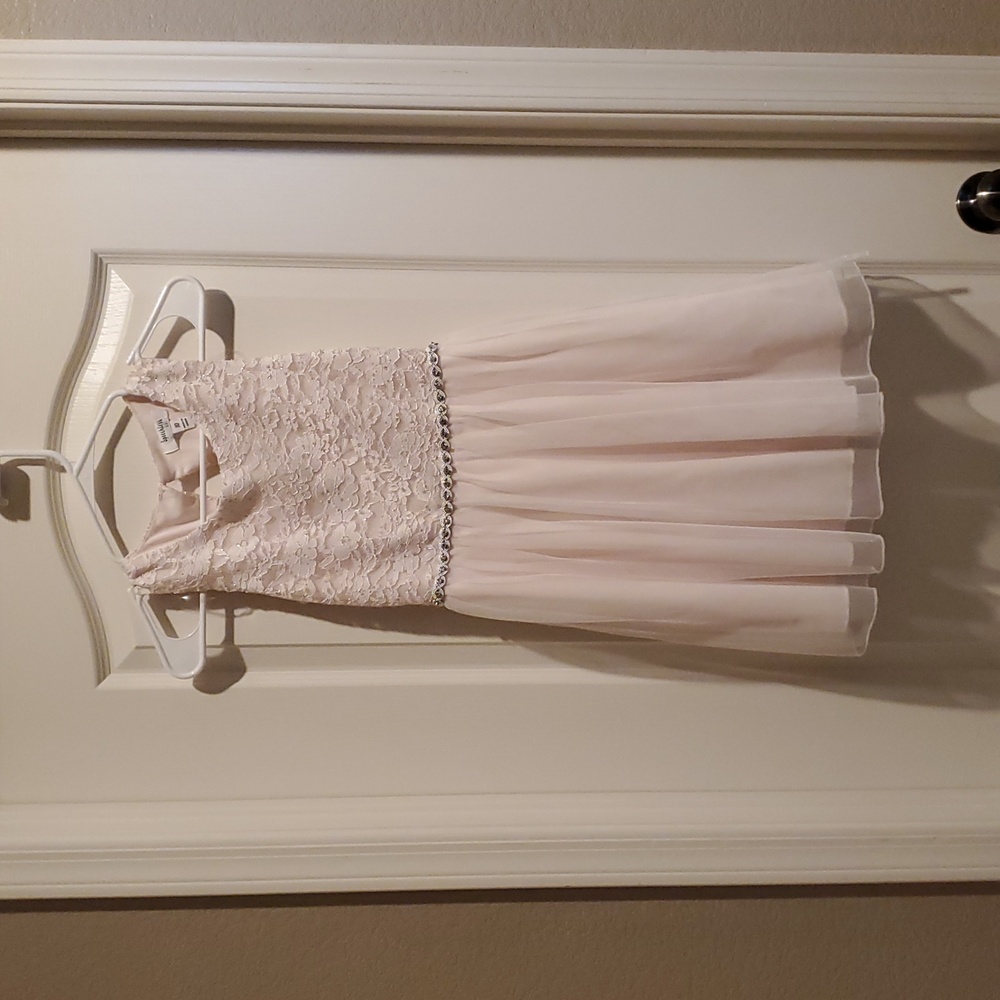 Speechless Kids Dress in Soft White with Lace and Beaded Detail
